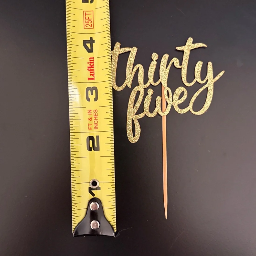 Gold Glitter 'Thirty Five' Cake Topper